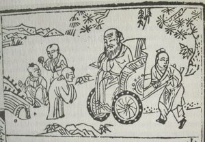 Obraz chińskiego wózka inwalidzkiego z czasów starożytnych